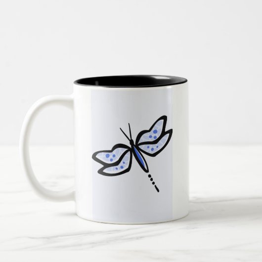 Blaue Libelle Zweifarbige Tasse (Links)