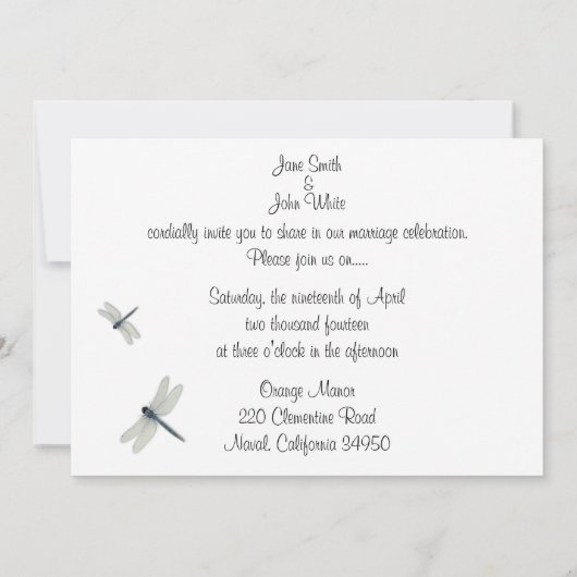 Blaue Libellen Einladung Hochzeit (Rückseite)