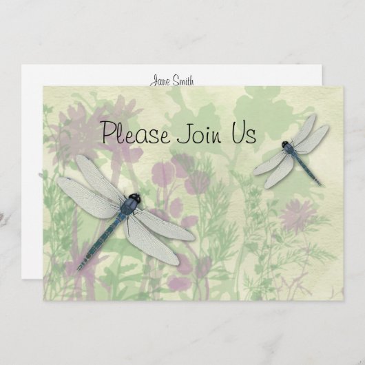 Blaue Libellen Einladung Hochzeit (Vorne/Hinten)