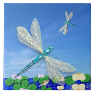 Blaue Libellen Fliese