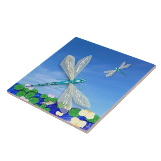 Blaue Libellen Fliese (Seite)