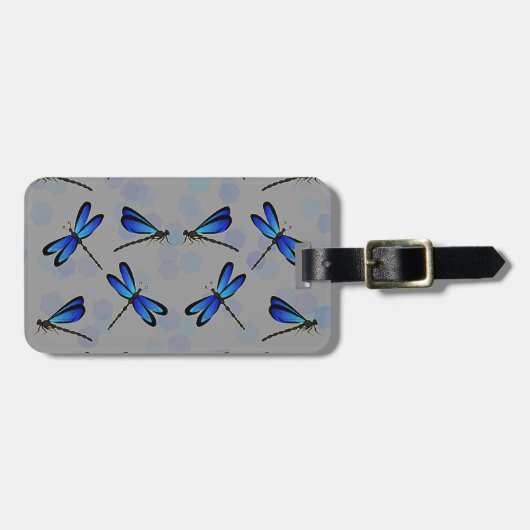 blaue Libellen Gepäckanhänger (Vorderseite horizontal)