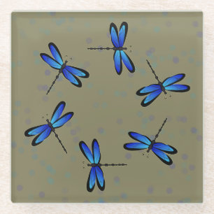 blaue Libellen - GlasUntersetzer