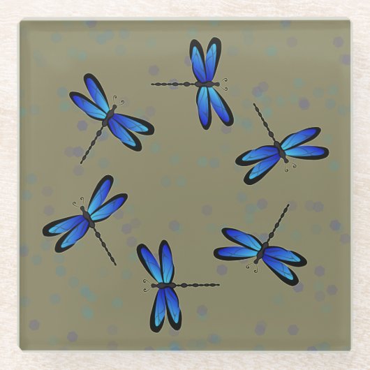 blaue Libellen - GlasUntersetzer (Vorderseite)