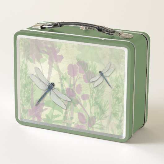 Blaue Libellen Metall Brotdose (Rückseite)