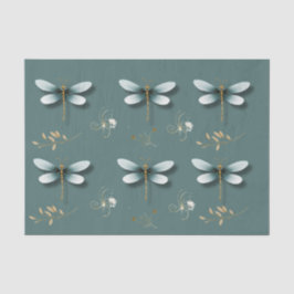 Blaue Libellen mit Weizen Seidenpapier