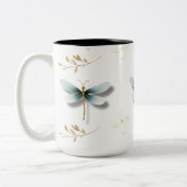 Blaue Libellen mit Weizen Zweifarbige Tasse (Links)