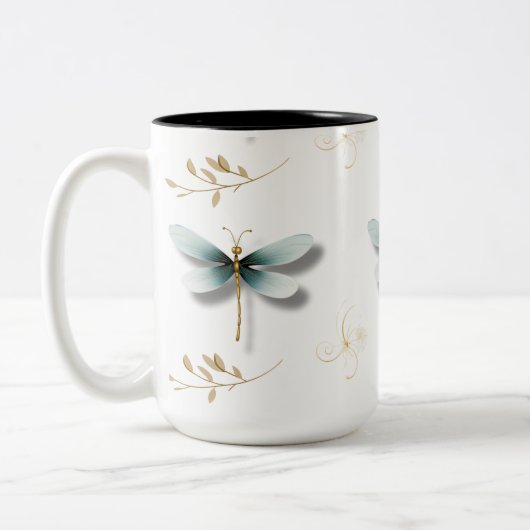 Blaue Libellen mit Weizen Zweifarbige Tasse (Links)