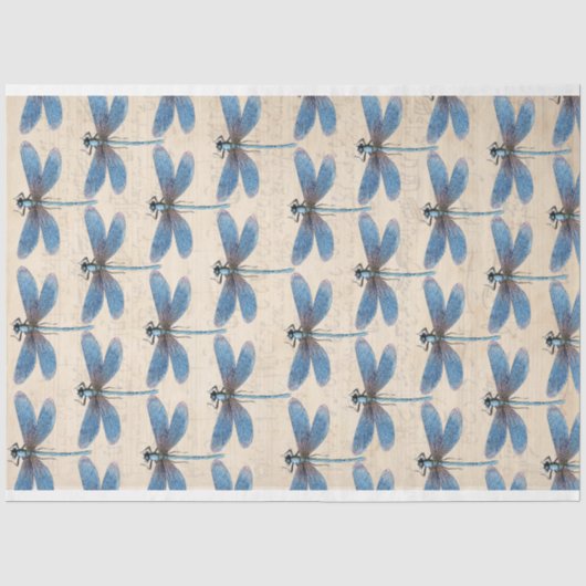 Blaue Libellen Möbel Decoupage Papier (Vorderseite)