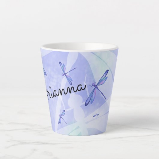 Blaue Libellen, Personalisierte Kaffeeschwanze Milchtasse (Vorderseite)