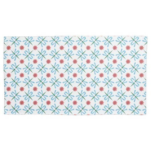 Blaue Libellen, rosa Wasserlilien auf Weiß Kissenbezug (Vorderseite-Links)