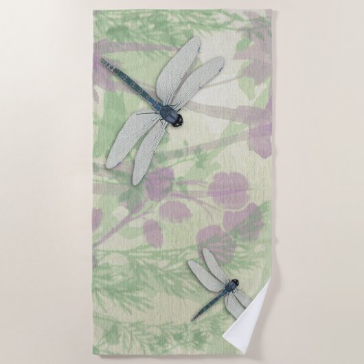 Blaue Libellen Strandtuch (Vorderseite)