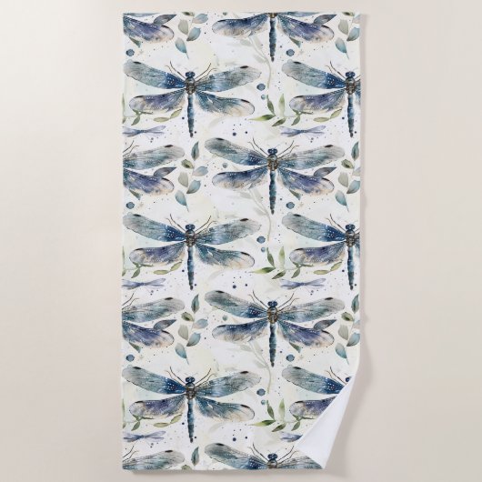 Blaue Libellen Strandtuch (Vorderseite)