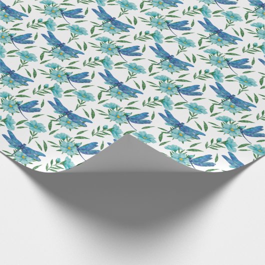 Blaue Libellen und Blätter Geschenkwrap Geschenkpapier (Ecke)