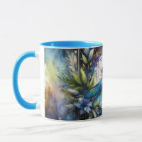 Blaue Libellen-Wasserfarben-Botanik