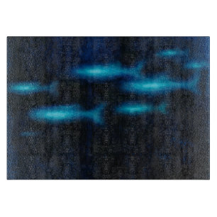 Blaue lichtdurchlässige Fisch-Silhouetten Schneidebrett