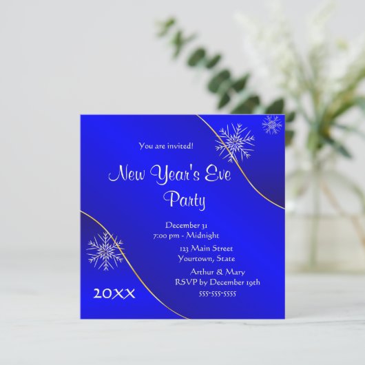 Blaue Lichter Silvester Party 2020 Einladung (Stehend Vorderseite)