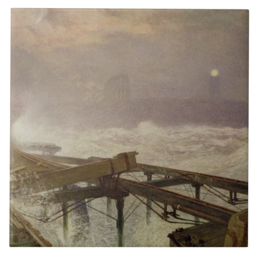 Blaue Lichter, Teignemouth Pier - Beleuchten der Fliese (Vorderseite)