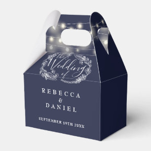 Blaue Lichterkette Florale Hochzeit Geschenkschachtel