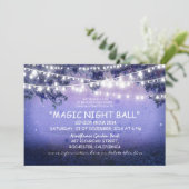 blaue Lichterkette rustikale Prom Nacht Einladung (Stehend Vorderseite)