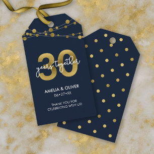 Blaue Lichterketten 30. Hochzeitstag Geschenkanhänger