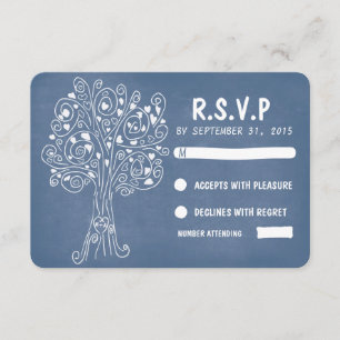 Blaue Liebe Baumherzen Hochzeitskarten RSVP Karte