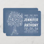 Blaue Liebe Baumherzen rustikal speichern Sie die Save The Date (Vorne/Hinten)