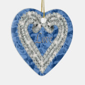 Blaue Liebe Diamant Herzdekoration Keramikornament (Rechts)