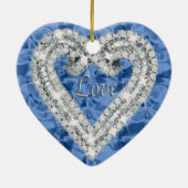 Blaue Liebe Diamant Herzdekoration Keramikornament (Hinten)