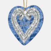 Blaue Liebe Diamant Herzdekoration Keramikornament (Links)