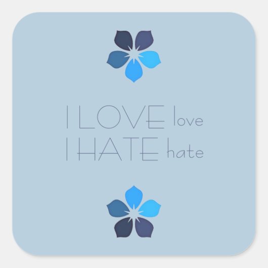 Blaue Liebe Hass Blume Aufkleber (Vorderseite)