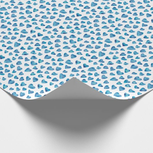 Blaue Liebe Herzmuster Geschenkpapier (Ecke)