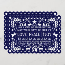 Blaue Liebe Peace Jopapel picado Weihnachten