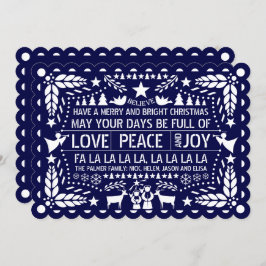 Blaue Liebe Peace Jopapel picado Weihnachten