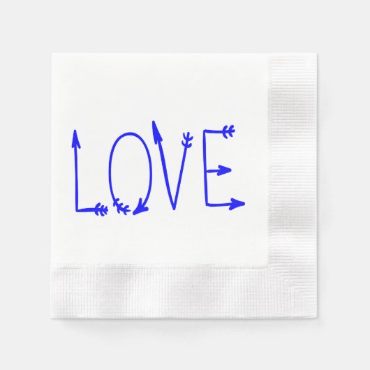 Blaue Liebe Pfeile Hochzeitsfeier Serviette (Vorderseite)