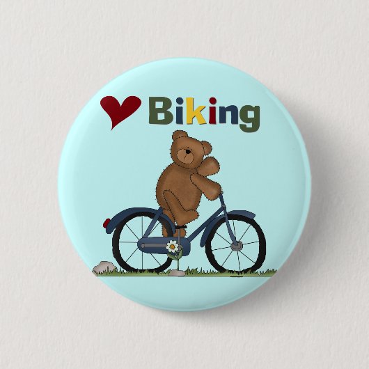 Blaue Liebe-radfahrende T-Shirts und Geschenke des Button (Vorderseite)