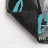 Blaue Liebe Typografie Foto und Name Mousepad (Ecke)