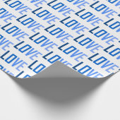 Blaue Liebe Typografie Geschenkpapier (Ecke)