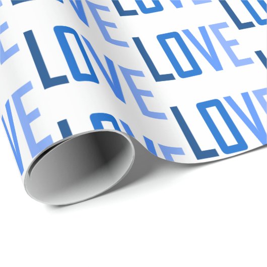 Blaue Liebe Typografie Geschenkpapier (Rolleneckpunkt)