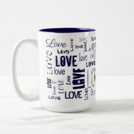 Blaue LIEBE! Typografie Zweifarbige Tasse