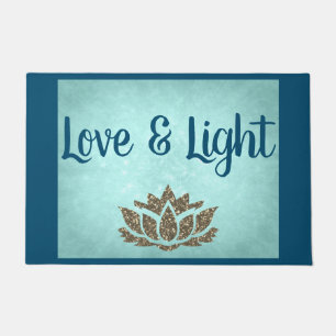 Blaue Liebe und Licht Fußmatte