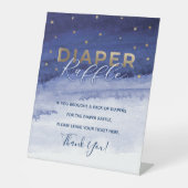 Blaue Liebe zum Mond und zurück zum Windeln Sockelschild (Vorderseite)