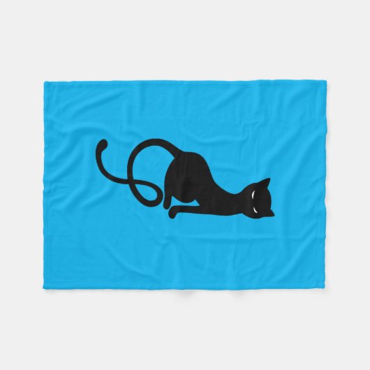Blaue liebenswürdige schlechte schwarze Katze Fleecedecke (Vorderseite (Horizontal))