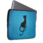 Blaue liebenswürdige schlechte schwarze Katze Laptopschutzhülle (Vorne Rechts)