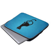 Blaue liebenswürdige schlechte schwarze Katze Laptopschutzhülle (Vorne Knopf)