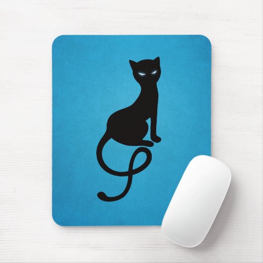 Blaue liebenswürdige schlechte schwarze Katze Mousepad (Mit Mouse)