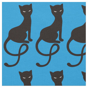 Blaue liebenswürdige schlechte schwarze Katze Stoff
