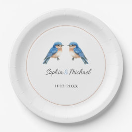 Blaue Liebesvögel Hochzeit Pappteller