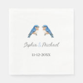 Blaue Liebesvögel Hochzeit Serviette (Vorderseite)