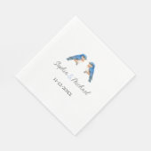 Blaue Liebesvögel Hochzeit Serviette (Ecke)